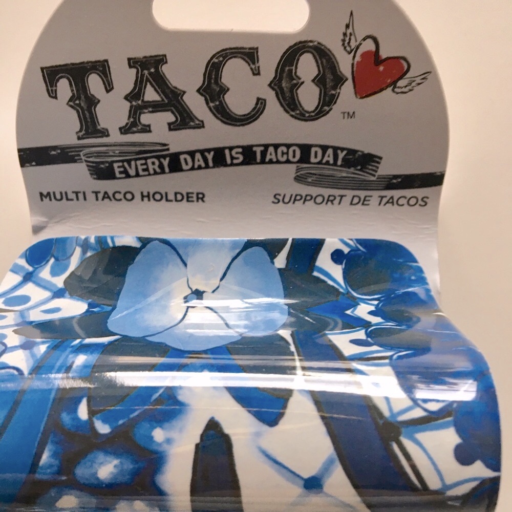 Taco Holder and Server in Colorful Deep Blue & White Floral Colors